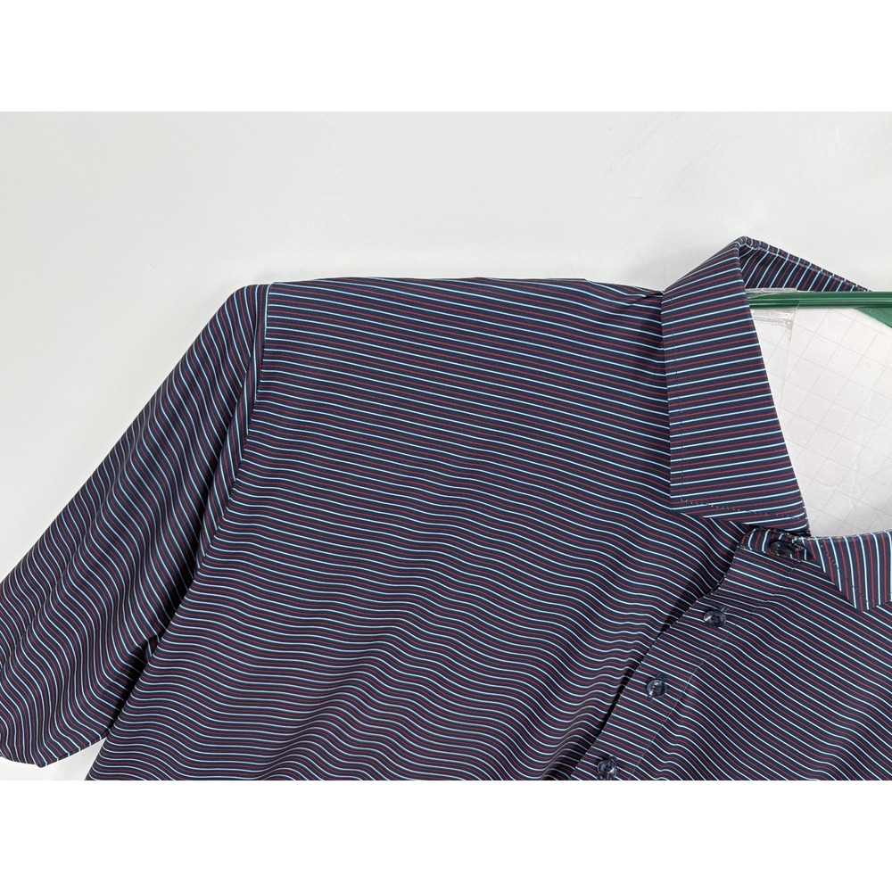 Collars and Co Men's Relaxed Golf Performance Polo Shirt Blue Striped, 3XL, NEW - Picture 3 of 6